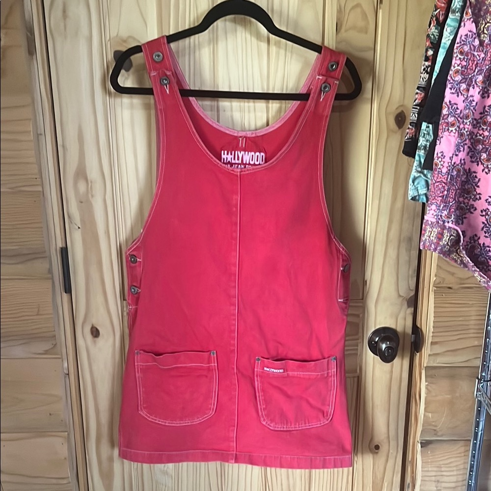 Hollywood Women's Red Midi Overall Dress